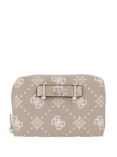 Guess Usa Silia Logo Zip Wallet In Neutral