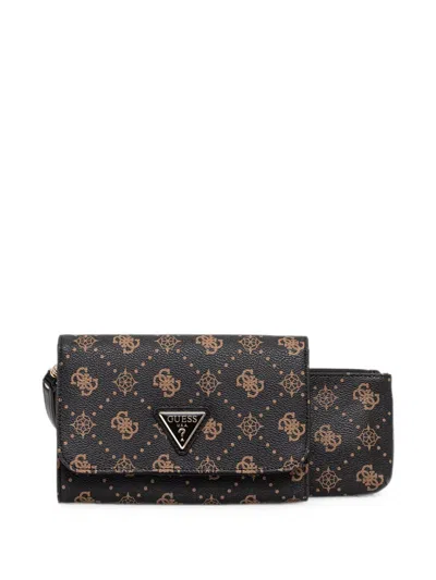 Guess Usa Silia Logo-print Detachable-pouch Wallet In Brown
