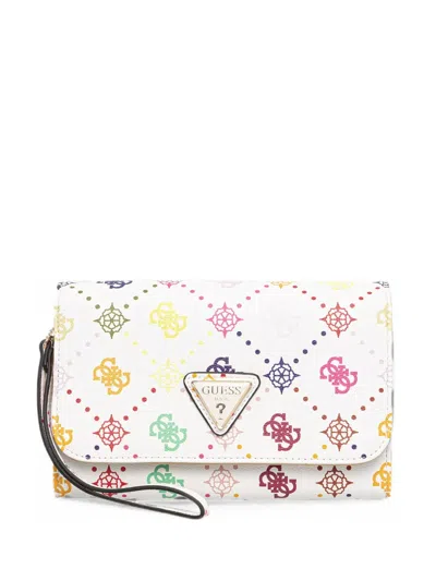 Guess Usa Silia Monogram-print Logo-plaque Wallet In White