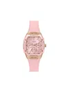 Guess Usa Silicone Strap Rose Gold Square Case 38mm In Pink