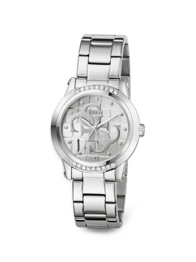 Guess Usa Silver-tone Analog Watch In Metallic