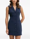 Guess Usa Sleeveless Button-front Mini Dress In Blue