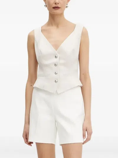 Guess Usa Sleeveless Button-front Top In White