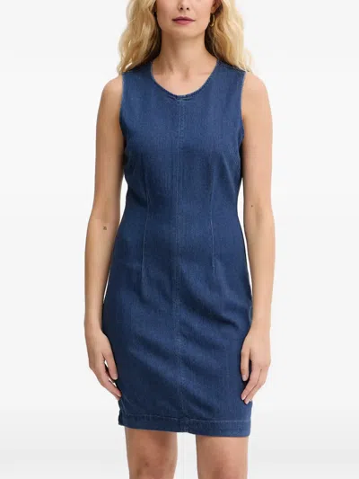 Guess Usa Sleeveless Panelled Mini Dress In Blue