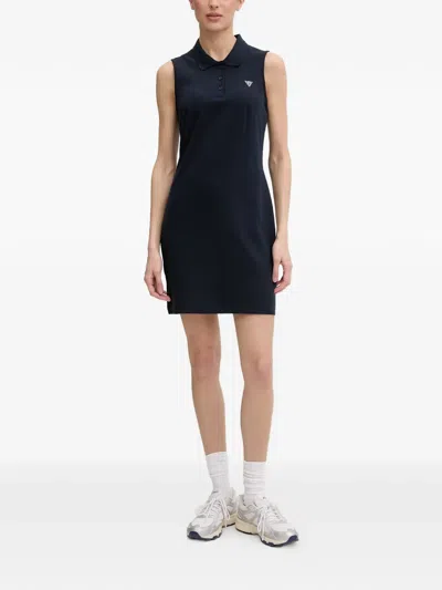 Guess Usa Sleeveless Polo-collar Mini Dress In Blue