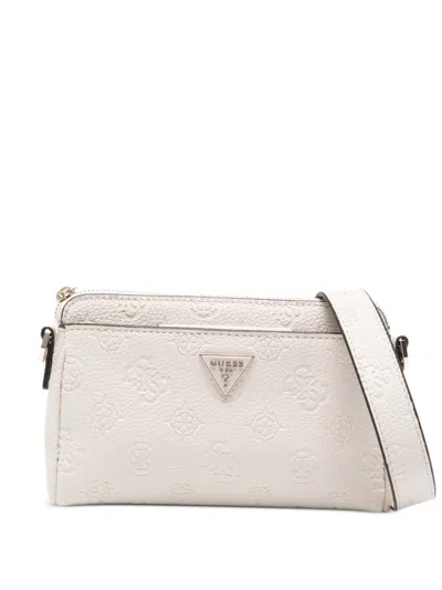 Guess Usa Small Logo-plaque Crossbody Bag In White