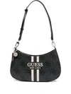 Guess Usa Small Logo-plaque Curved Shoulder Bag In Black