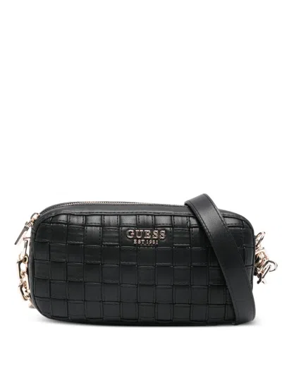 Guess Usa Small Sandy Woven Crossbody Bag In Black