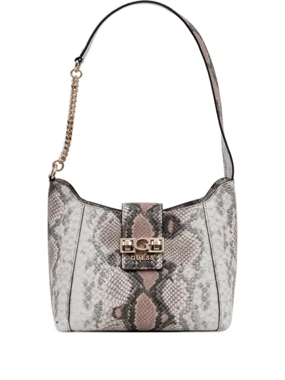 Guess Usa Snake-effect Chain Tote Bag In Neutral