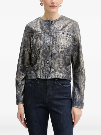 Guess Usa Snake-print Buttoned Jacket In Gray