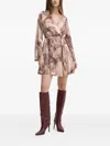 Guess Usa Snake-print Wrap Mini Dress In Neutral