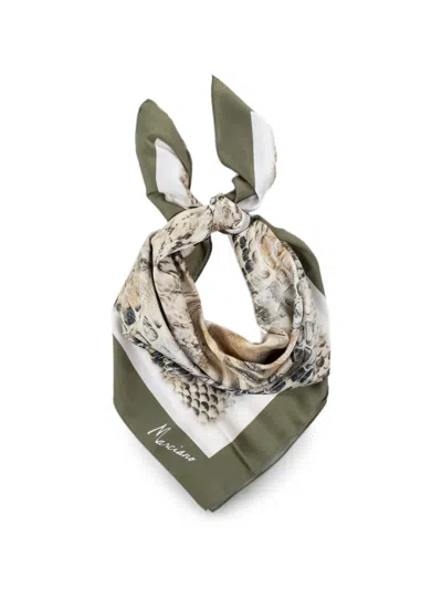 Guess Usa Snake-print Logo-print Scarf In Green