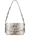 Guess Usa Snakeskin-effect Chain Satchel Bag In Gray