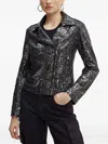 Guess Usa Snakeskin-pattern Zip Jacket In Black