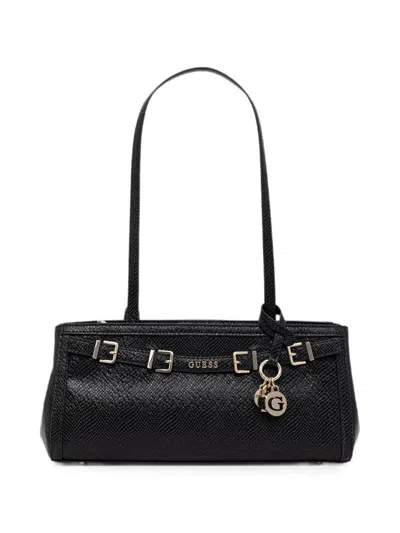 Guess Usa Snakeskin-effect Buckled Tote Bag In Black
