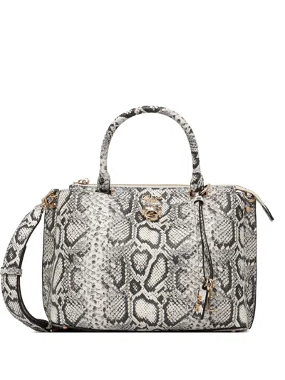 Guess Usa Snakeskin-effect Tote Bag In Black