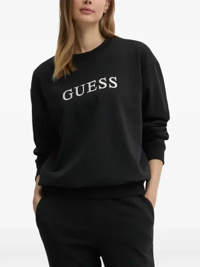 Guess Usa Sofia Logo-embroidered Sweatshirt In Black