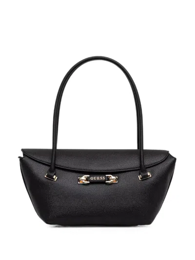 Guess Usa Sophia Logo-plaque Pebbled-effect Tote Bag In Black