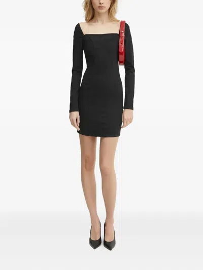 Guess Usa Square-neck Denim Dress In Black