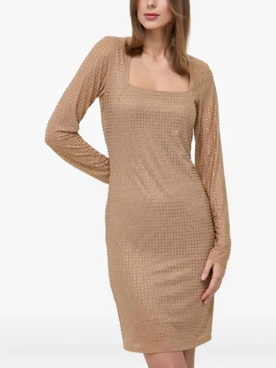 Guess Usa Square-neck Dress In Brown