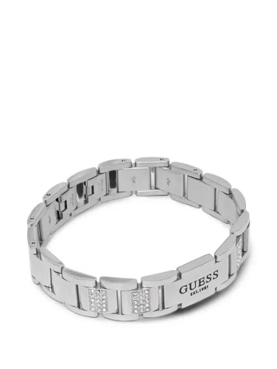 Guess Usa Steel Logo Chain Bracelet In Metallic