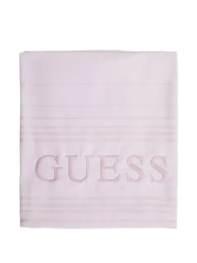 Guess Usa Logo-embroidered Fringed Beach Towel In Rosa