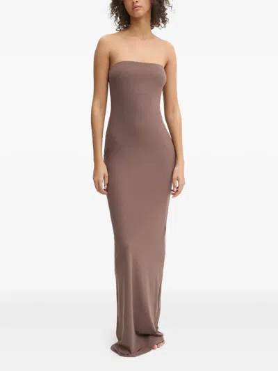Guess Usa Strapless Maxi Dress In Brown