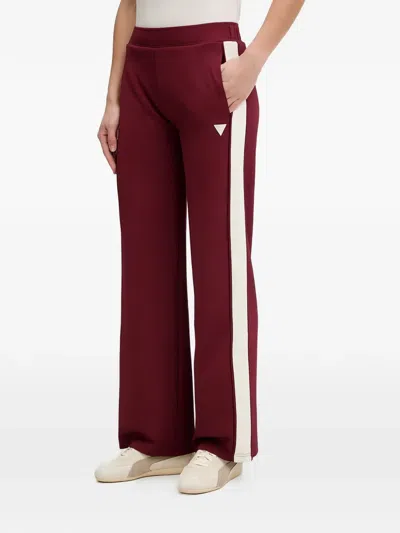 Guess Usa Stripe Logo Trousers In Red