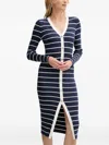 Guess Usa Striped Button-front Dress In Blue