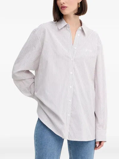 Guess Usa Striped Button Shirt In Neutral