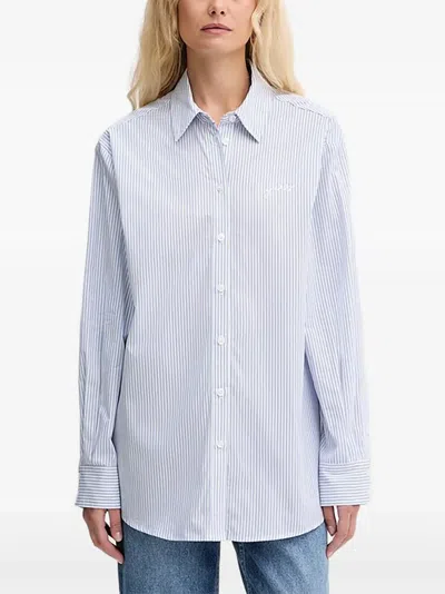 Guess Usa Striped Buttoned Shirt In Blue