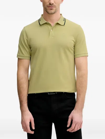 Guess Usa Striped Collar Polo Shirt In Green