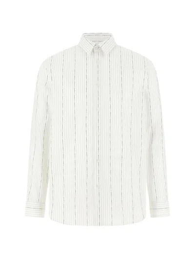 Guess Usa Striped Logo-print Shirt In White
