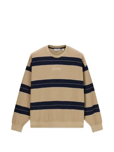 Guess Usa Striped Sweater In Brown