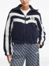 Guess Usa Striped Teddy-effect Bomber Jacket In Blue