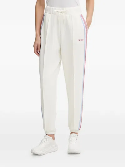 Guess Usa Striped Trousers In White