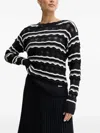 Guess Usa Striped Wave-pattern Sweater In Black