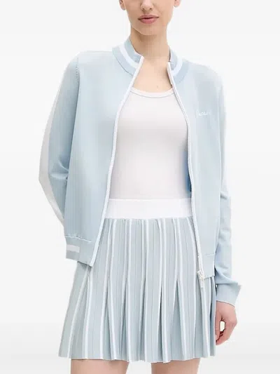 Guess Usa Striped Zipped Cardigan In Blue