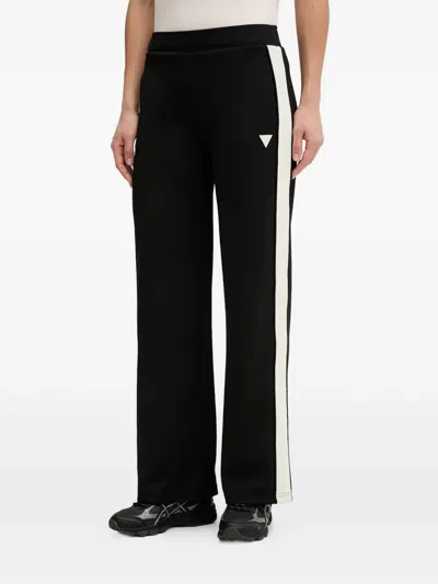 Guess Usa Logo-detail Striped Track Pants In Black