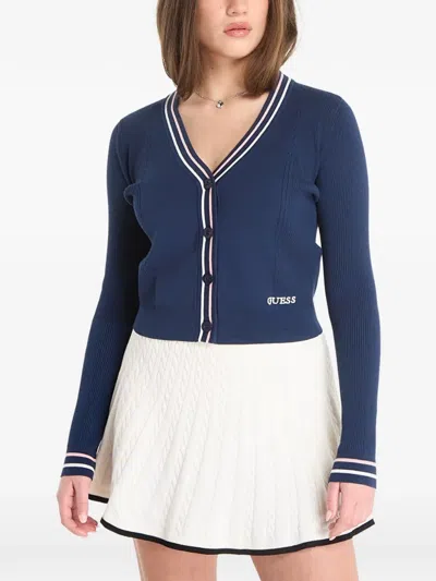 Guess Usa Striped-trim Cardigan In Multi