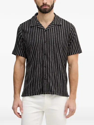 Guess Usa Stripe-print Short-sleeve Shirt In Black