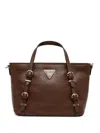 Guess Usa Structured Leather Tote Bag In Brown