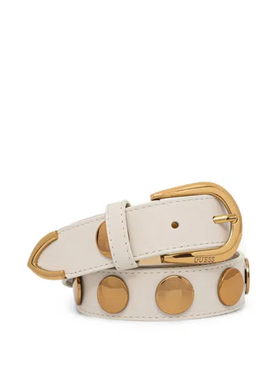 Guess Usa Studded Leather Belt In Neutral