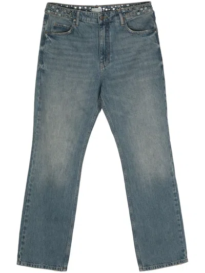 Guess Usa Studded Straight-leg Jeans In Blue