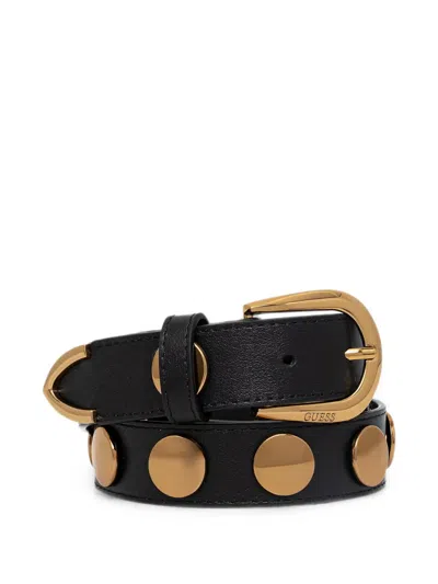 Guess Usa Stud-embellished Leather Belt In Black