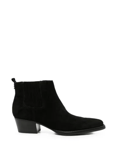 Guess Usa Suede Block-heel Ankle Boots In Animal Print