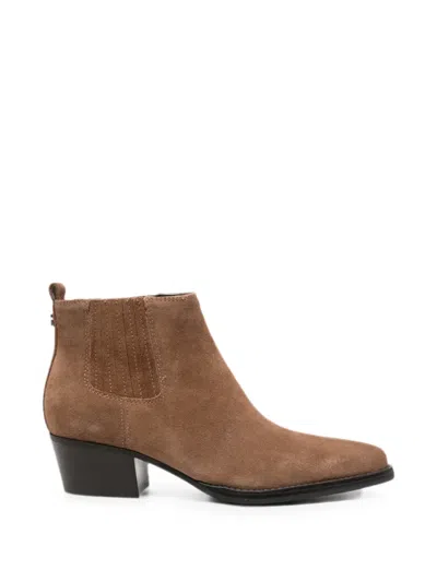 Guess Usa Suede Elasticated-side Chelsea Boots In Brown