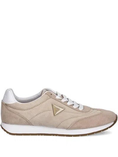 Guess Usa Suede Leather Sneakers In Neutral