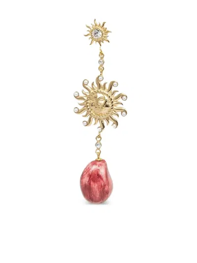 Guess Usa Sun-face Pearl Earrings In Multi