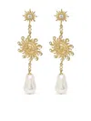 Guess Usa Sun-pearl Earrings In Gold